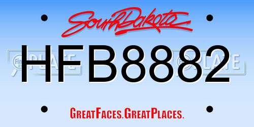 HFB8882 South Dakota License Plate