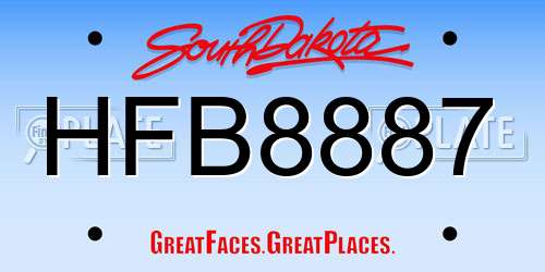 HFB8887 South Dakota License Plate
