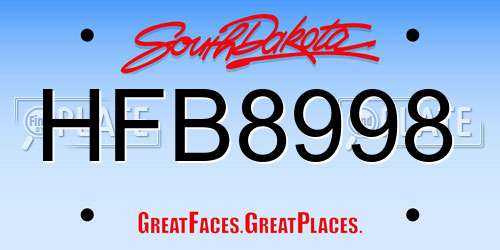 HFB8998 South Dakota License Plate
