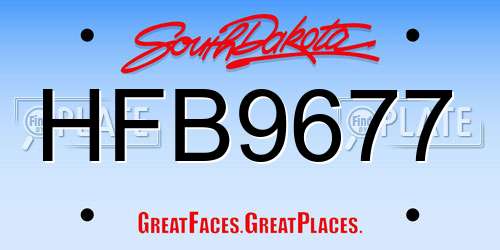 HFB9677 South Dakota License Plate