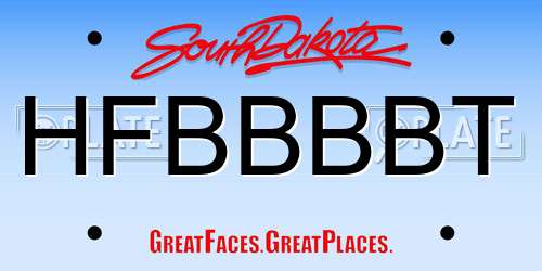 HFBBBBT South Dakota License Plate