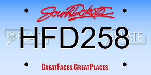 HFD258 South Dakota License Plate