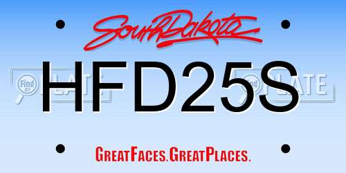 HFD25S South Dakota License Plate