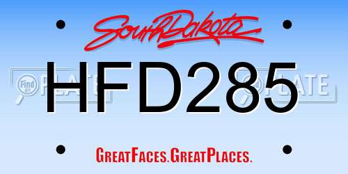 HFD285 South Dakota License Plate