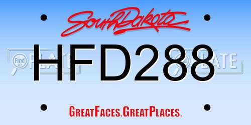 HFD288 South Dakota License Plate
