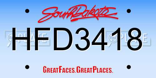 HFD3418 South Dakota License Plate