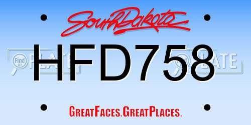 HFD758 South Dakota License Plate