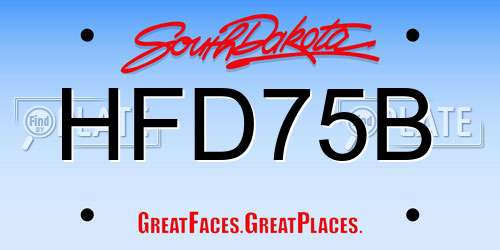 HFD75B South Dakota License Plate
