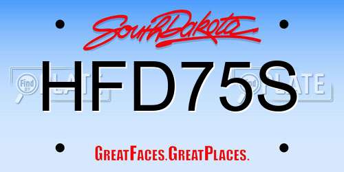 HFD75S South Dakota License Plate