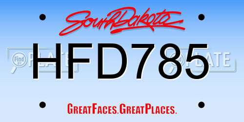 HFD785 South Dakota License Plate