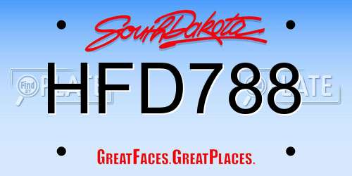 HFD788 South Dakota License Plate