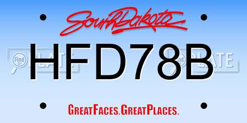 HFD78B South Dakota License Plate