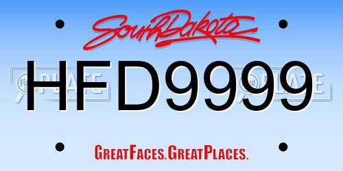HFD9999 South Dakota License Plate
