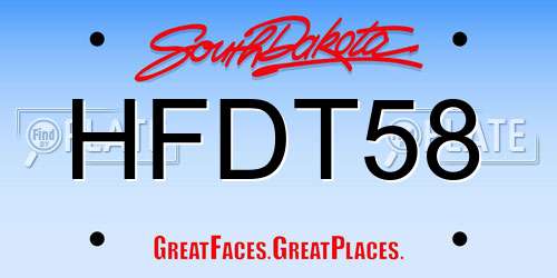 HFDT58 South Dakota License Plate