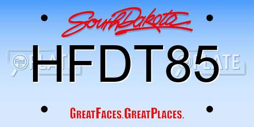 HFDT85 South Dakota License Plate