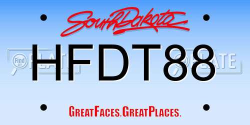 HFDT88 South Dakota License Plate