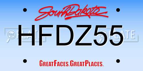 HFDZ55 South Dakota License Plate