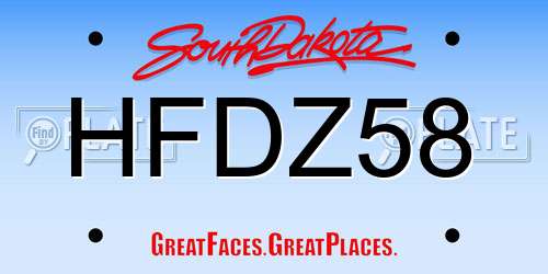HFDZ58 South Dakota License Plate