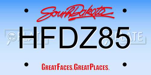 HFDZ85 South Dakota License Plate