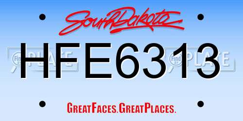 HFE6313 South Dakota License Plate