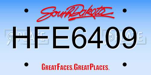 HFE6409 South Dakota License Plate