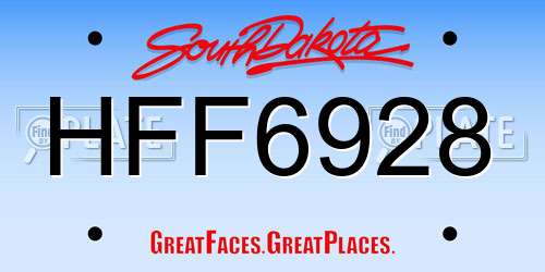 HFF6928 South Dakota License Plate
