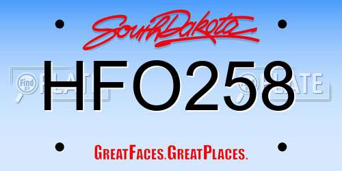 HFO258 South Dakota License Plate