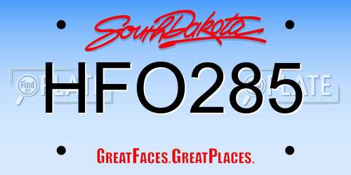HFO285 South Dakota License Plate