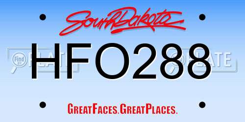 HFO288 South Dakota License Plate