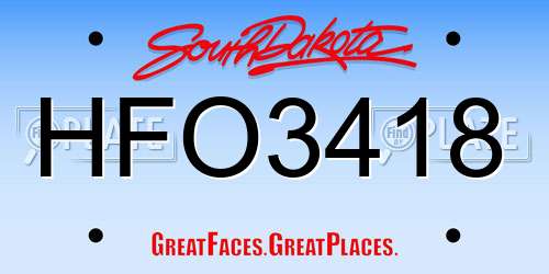 HFO3418 South Dakota License Plate