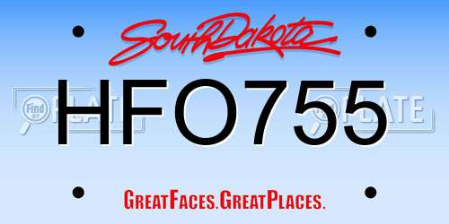 HFO755 South Dakota License Plate