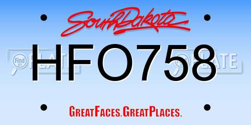 HFO758 South Dakota License Plate