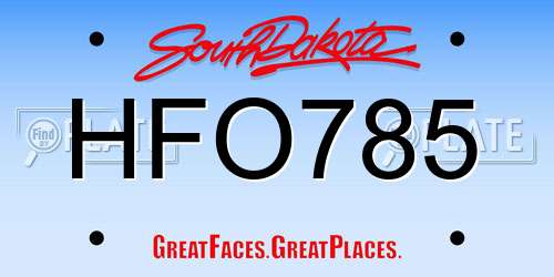 HFO785 South Dakota License Plate