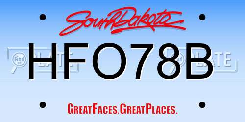 HFO78B South Dakota License Plate