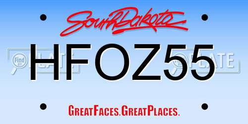 HFOZ55 South Dakota License Plate