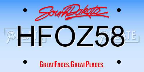 HFOZ58 South Dakota License Plate