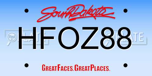 HFOZ88 South Dakota License Plate