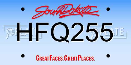HFQ255 South Dakota License Plate