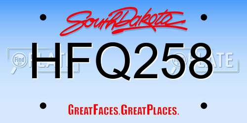 HFQ258 South Dakota License Plate