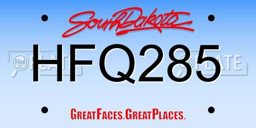 HFQ285 South Dakota License Plate
