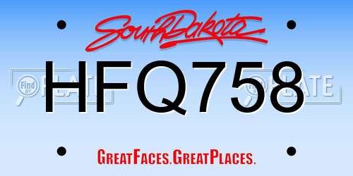 HFQ758 South Dakota License Plate