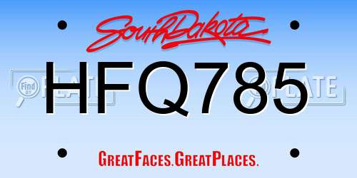 HFQ785 South Dakota License Plate