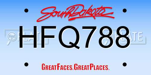HFQ788 South Dakota License Plate