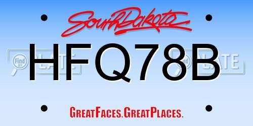 HFQ78B South Dakota License Plate
