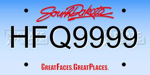 HFQ9999 South Dakota License Plate