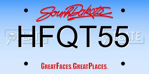 HFQT55 South Dakota License Plate