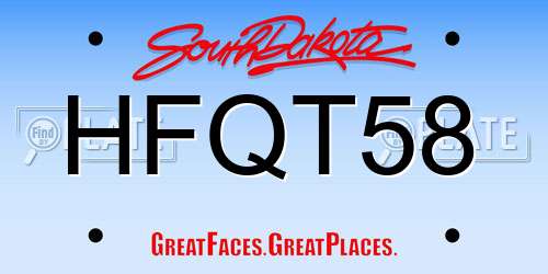 HFQT58 South Dakota License Plate