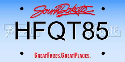 HFQT85 South Dakota License Plate