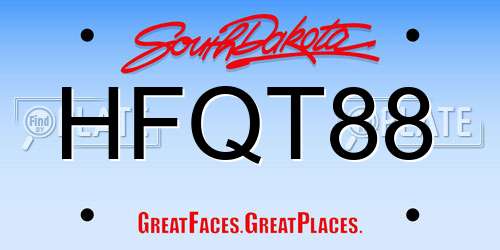 HFQT88 South Dakota License Plate