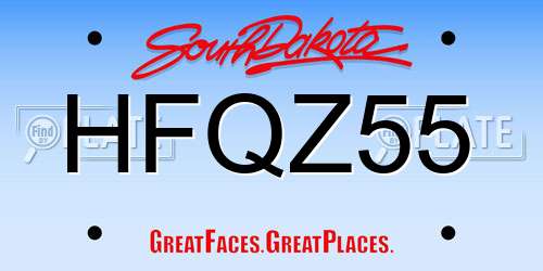 HFQZ55 South Dakota License Plate